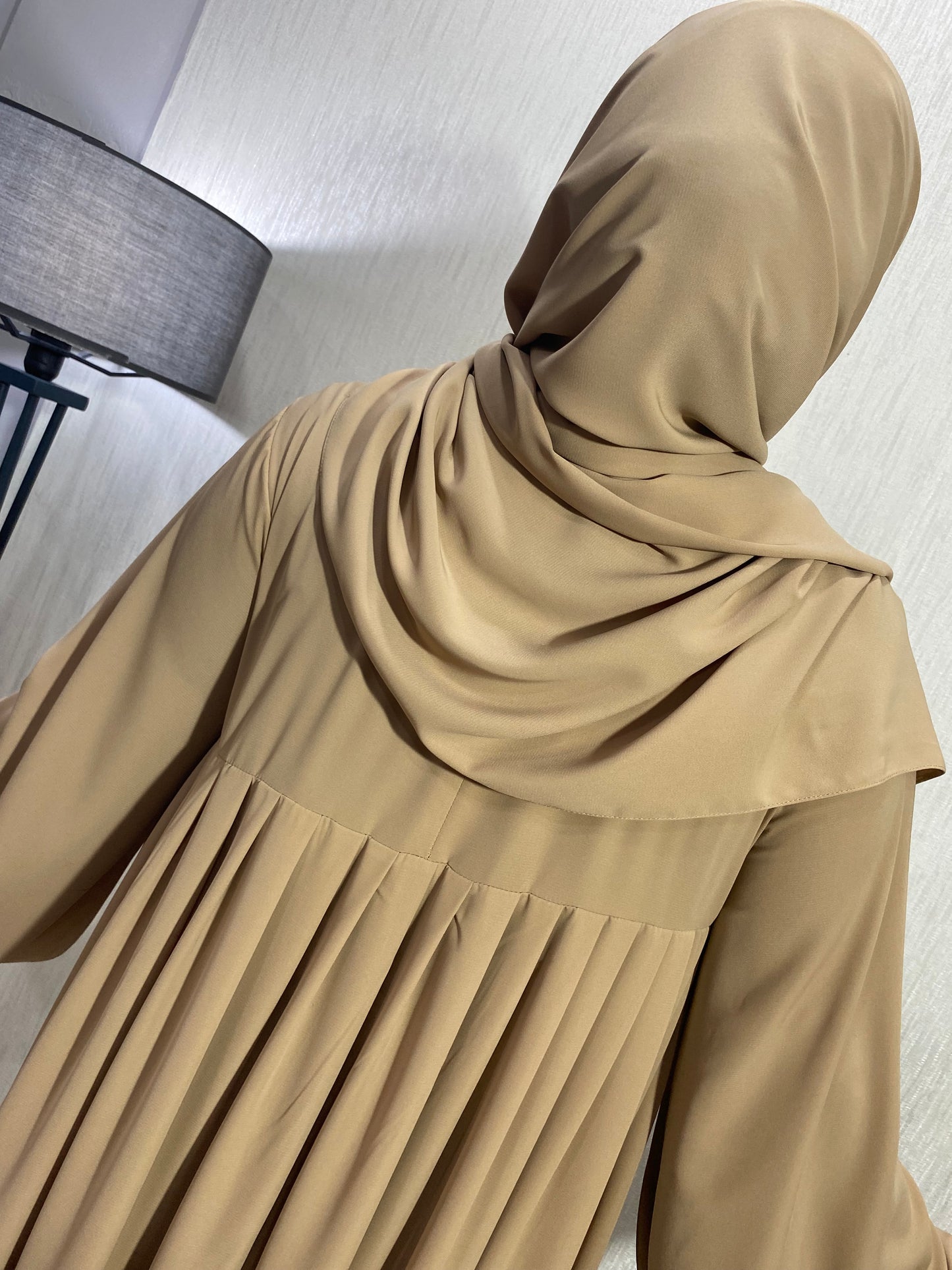 Nisa Model Tesettür Elbise - Açık Hardal / Arzumca