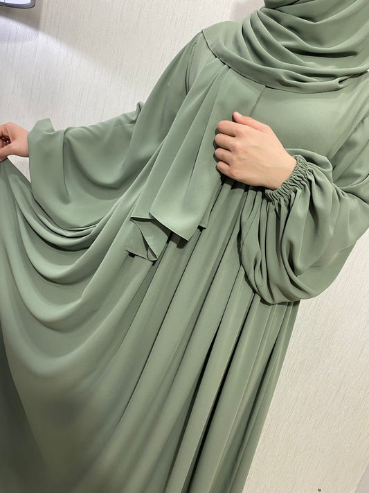 Nisa Model Tesettür Elbise - Mint Yeşili / Arzumca