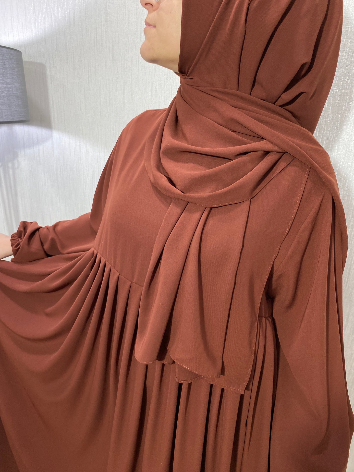 Nisa Model Tesettür Elbise - Taba / Arzumca