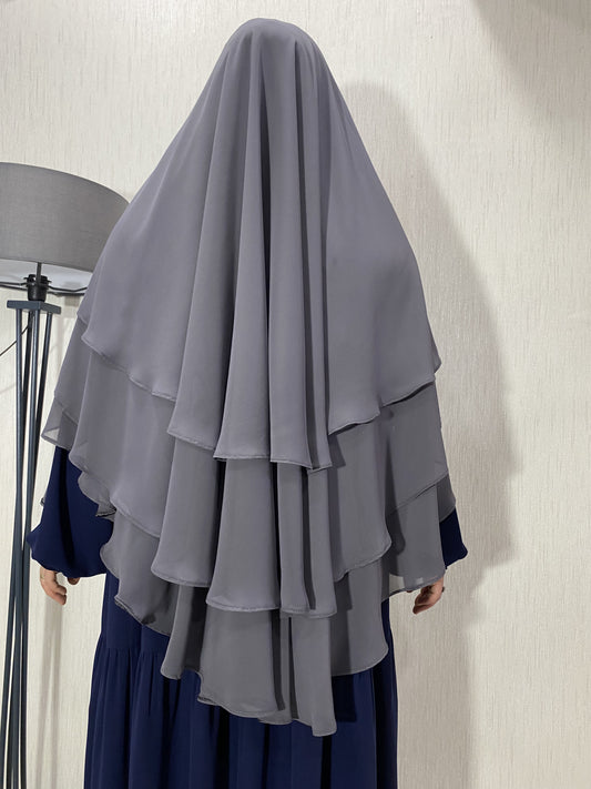3 Katlı Sufle Başörtüsü Şal Tesettür - GRİ | ARZUMCA