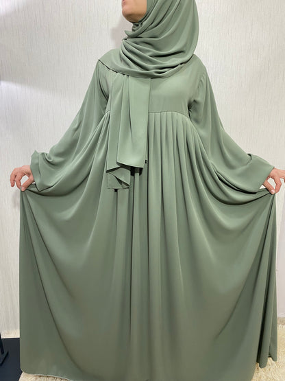 Nisa Model Tesettür Elbise - Mint Yeşili / Arzumca