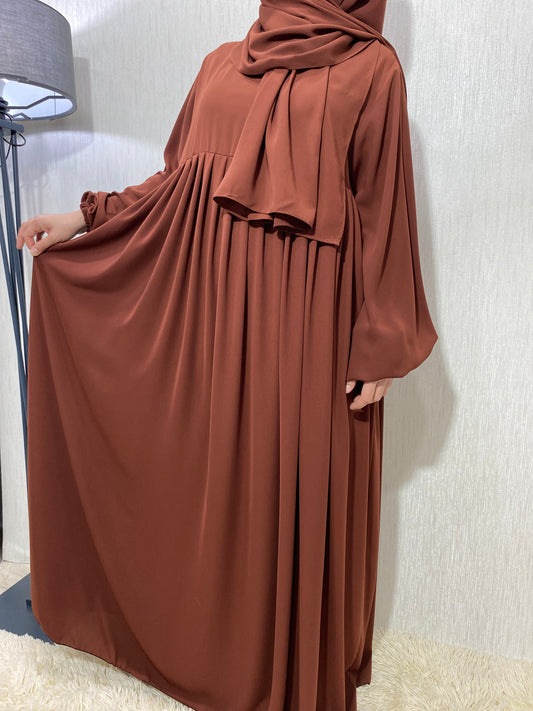 Nisa Model Tesettür Elbise - Taba / Arzumca