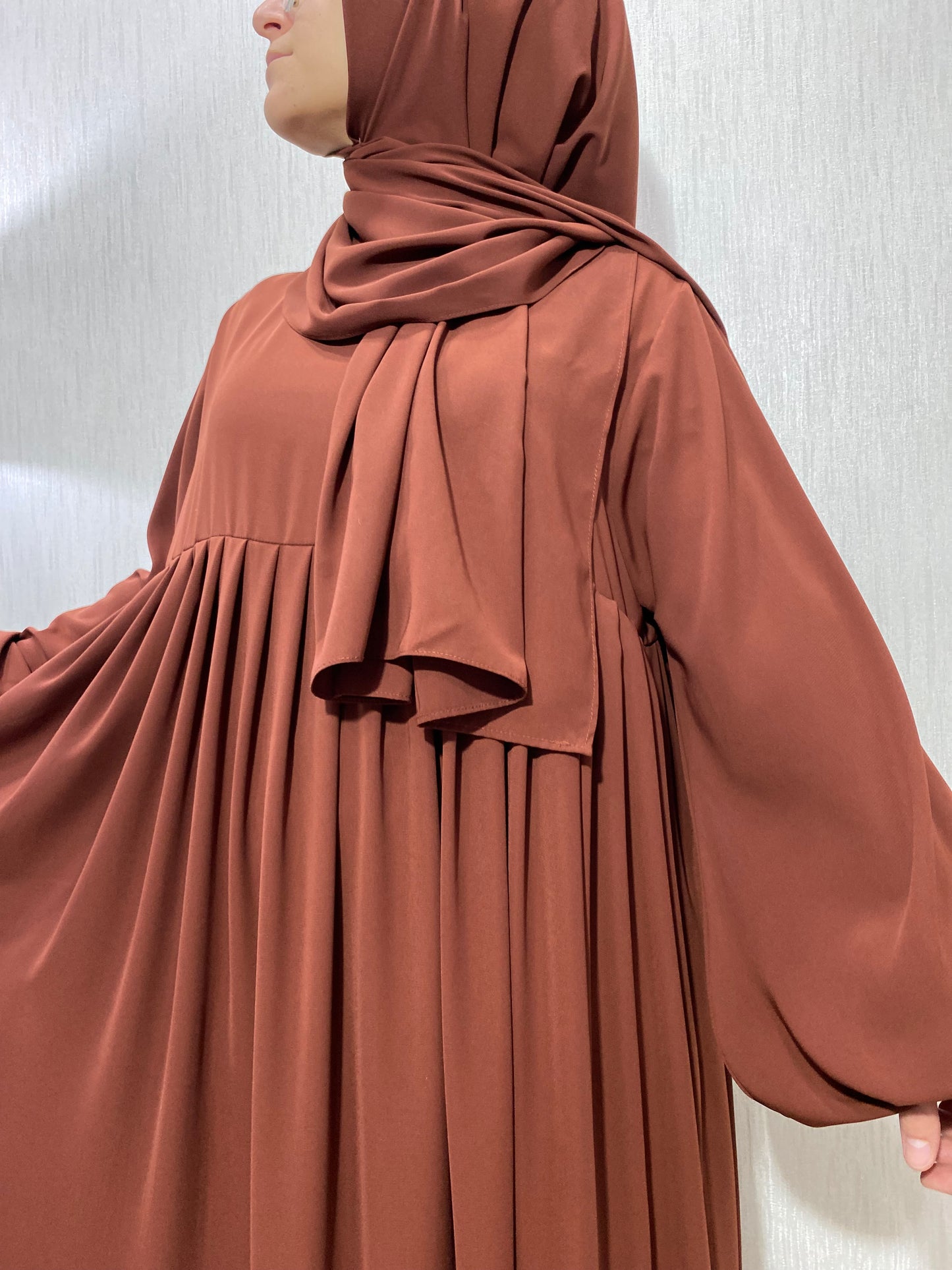Nisa Model Tesettür Elbise - Taba / Arzumca