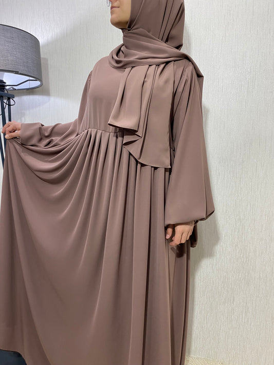 Nisa Model Tesettür Elbise - Vizon / Arzumca